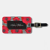 Rode papavers en strepen - Monogrammen Bagagelabel (Voorkant horizontaal)