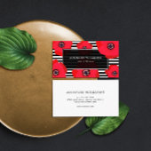 Rode papavers en stripes visitekaartje