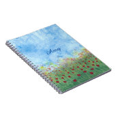 Rode papavers in veldegepersonaliseerde journalist notitieboek (Rechterzijde)