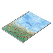 Rode papavers in veldegepersonaliseerde journalist notitieboek (Linkerzijde)