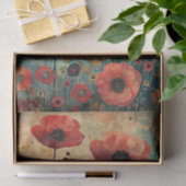 RODE PAPAVERS IN WEIDECOLLAGE DECOUPAGE TISSUEPAPIER (Geschenk)
