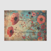 RODE PAPAVERS IN WEIDECOLLAGE DECOUPAGE TISSUEPAPIER (Voorkant)