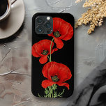 Rode papavers kleurige Vintage botanisch Case-Mate iPhone Case<br><div class="desc">Een trio van kleurrijke rode papaver aangepast aan een  botanische illustratie boven een contrasterende zwarte achtergrond. Dit kleurrijke hoesje voegt een stijlvolle blik aan uw telefoon toe terwijl het beschermen van het tegen krassen en draag. Bescherm je telefoon in mooie stijl.</div>