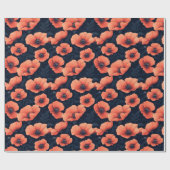 Rode papavers met een donkere achtergrond cadeaupapier (Vlak)