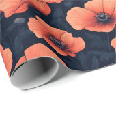 Rode papavers met een donkere achtergrond cadeaupapier (Rol Hoek)