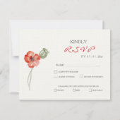 rode papavers moderne bloemenbruiloft RSVP-kaart RSVP Kaartje (Voorkant)