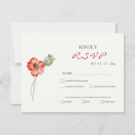 rode papavers moderne bloemenbruiloft RSVP-kaart RSVP Kaartje