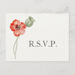 rode papavers moderne bloemenbruiloft rsvp uitnodiging briefkaart