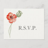 rode papavers moderne bloemenbruiloft rsvp uitnodiging briefkaart (Voorkant)