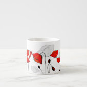 Rode papavers op een rij espresso kop (Voorkant)