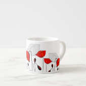 Rode papavers op een rij espresso kop (Voorkant rechts)