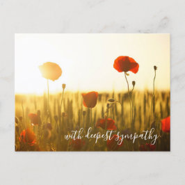 Rode papavers openen veld met diepste sympathie briefkaart