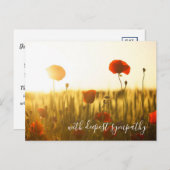 Rode papavers openen veld met diepste sympathie briefkaart (Voorkant / Achterkant)