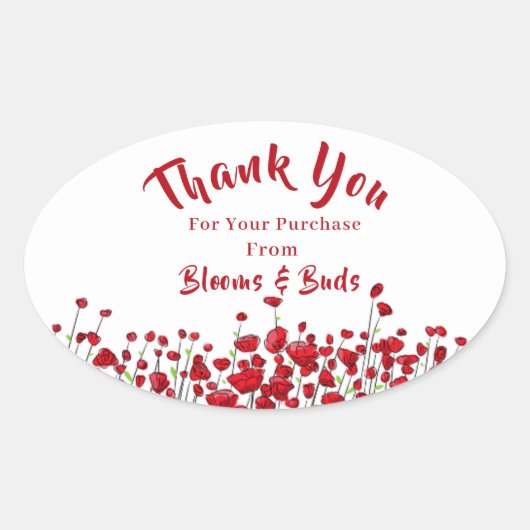 Rode papavers ovale sticker (Voorkant)
