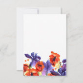 Rode papavers, Paarse Iris Waterverf Wedding RSVP Kaartje (Achterkant)