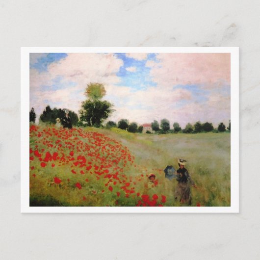 Rode papavers van Monet - papavervrije veldparasol Briefkaart (Voorkant)