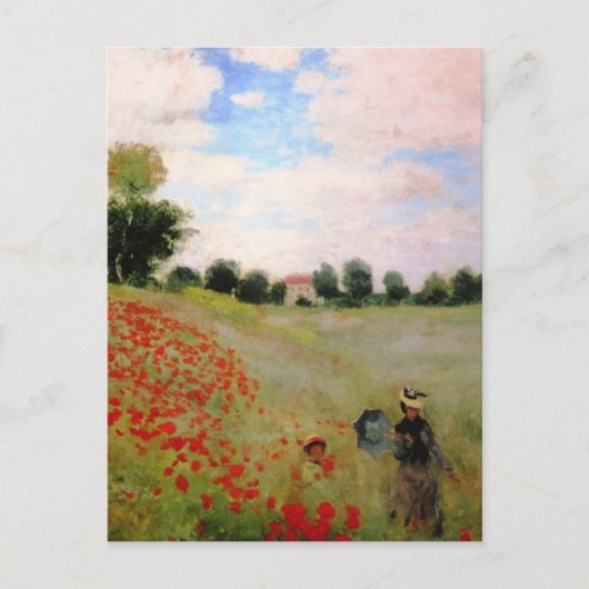 Rode papavers van Monet - papavervrije veldparasol Briefkaart (Voorkant)