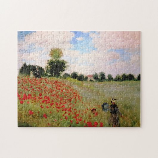 Rode papavers van Monet - papavervrije veldparasol Legpuzzel (Horizontaal)
