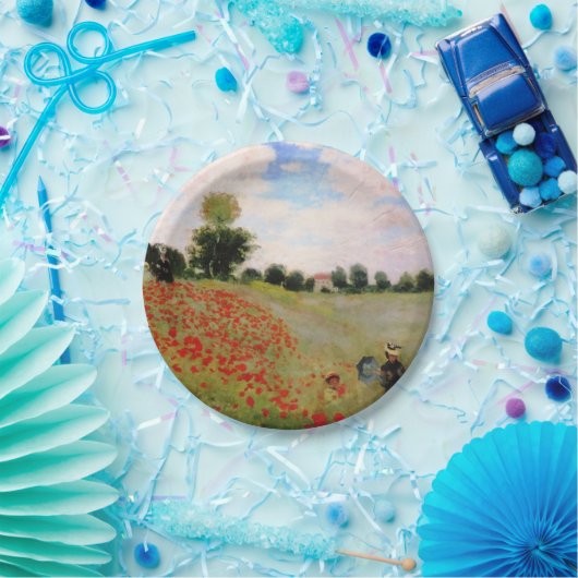 Rode papavers van Monet - papavervrije veldparasol Papieren Bordje (Feest)