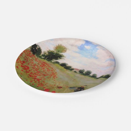 Rode papavers van Monet - papavervrije veldparasol Papieren Bordje (Gekanteld)