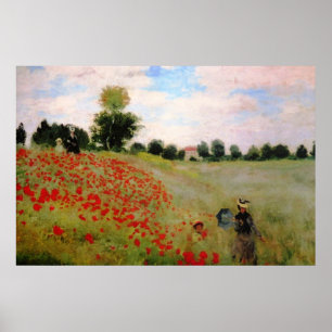 Rode papavers van Monet - papavervrije veldparasol Poster