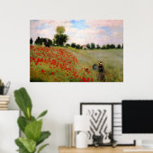 Rode papavers van Monet - papavervrije veldparasol Poster (Thuiskantoor)