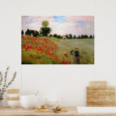 Rode papavers van Monet - papavervrije veldparasol Poster (Keuken)