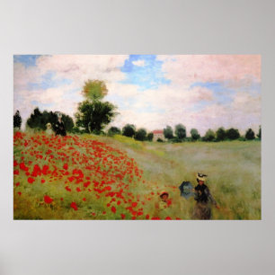 Rode papavers van Monet - papavervrije veldparasol Poster