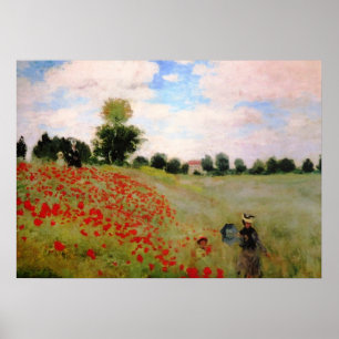 Rode papavers van Monet - papavervrije veldparasol Poster