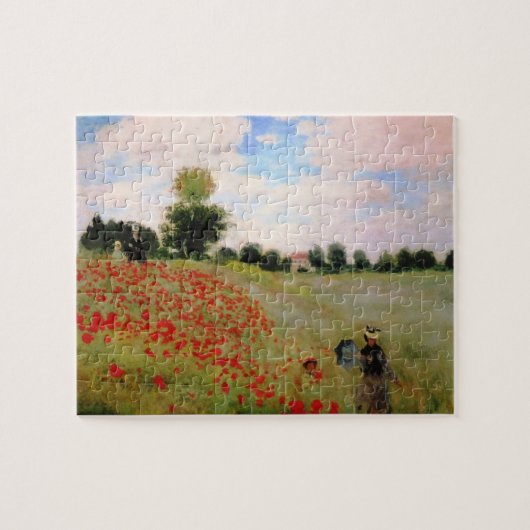 Rode papavers van Monet - papegaaien op parasolwom Legpuzzel (Horizontaal)
