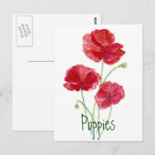 Rode papavers - Waterverf Briefkaart (Voorkant / Achterkant)