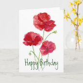 Rode papavers - Waterverf Kaart (Gele Bloem)