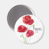 Rode papavers - Waterverf Magneet (Voorkant / Achterkant)