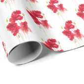 Rode papaverschilderij op wit cadeaupapier (Rol Hoek)