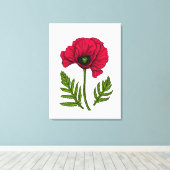 Rode papavertekening 3 canvas afdruk (Insitu (Houten vloer))