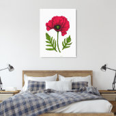 Rode papavertekening 3 canvas afdruk (Insitu (Slaapkamer))