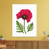 Rode papavertekening 3 canvas afdruk (Insitu (Woonkamer))