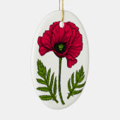Rode papavertekening 3 keramisch ornament (Rechts)