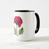 Rode papavertekening 3 mok (Voorkant rechts)