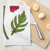 Rode papavertekening 3 theedoek (Quarter Fold)