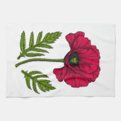 Rode papavertekening 3 theedoek (Horizontaal)