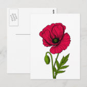 Rode papavertekening briefkaart (Voorkant / Achterkant)
