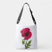 Rode papavertekening crossbody tas (Voorkant)