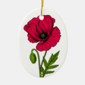 Rode papavertekening keramisch ornament (Voorkant)