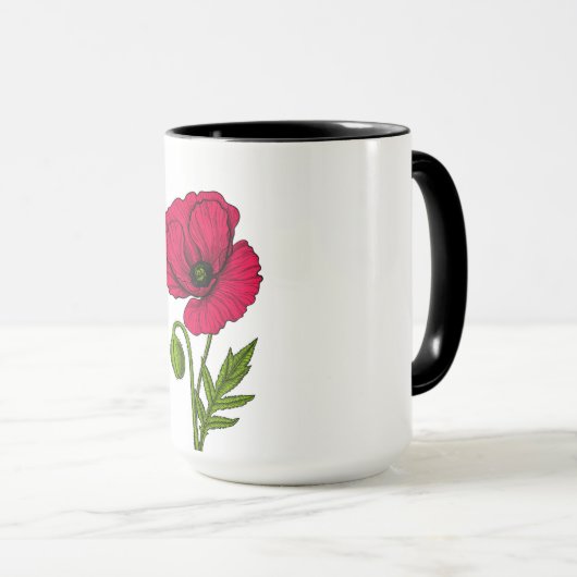 Rode papavertekening mok (Voorkant rechts)