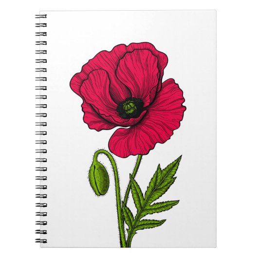 Rode papavertekening notitieboek (Voorkant)