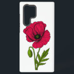 Rode papavertekening samsung galaxy hoesje<br><div class="desc">Handgetrokken vectorillustratie van een rode papaverbloem</div>