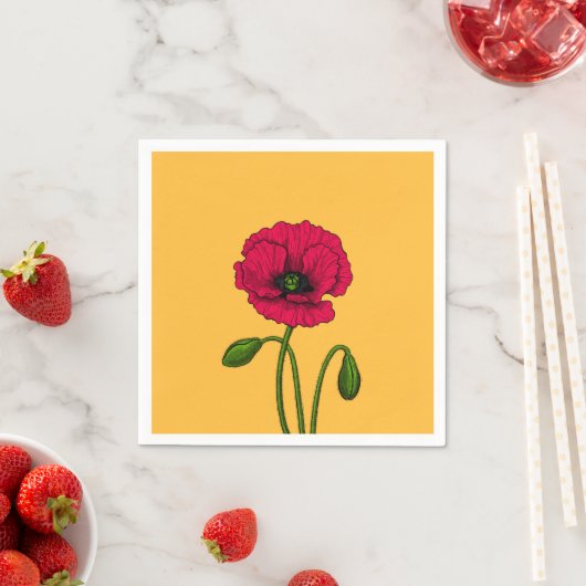 Rode papavertekening servet (Insitu)