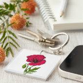 Rode papavertekening sleutelhanger (Voorkant Rechts)