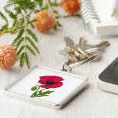 Rode papavertekening sleutelhanger (Zijkant)